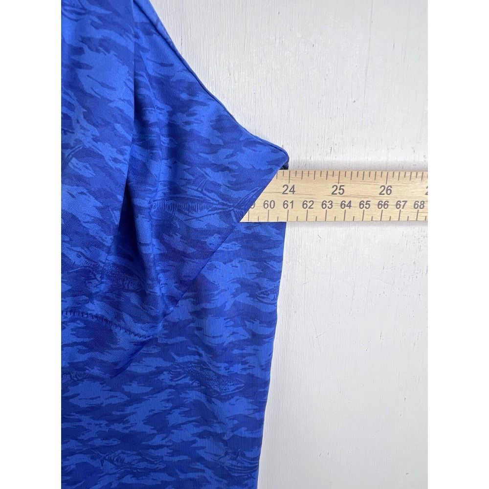 Peter Millar Polo Shirt Mens Large Blue Summer Comfort‎ Fish Camo Print Golf - Picture 5 of 10